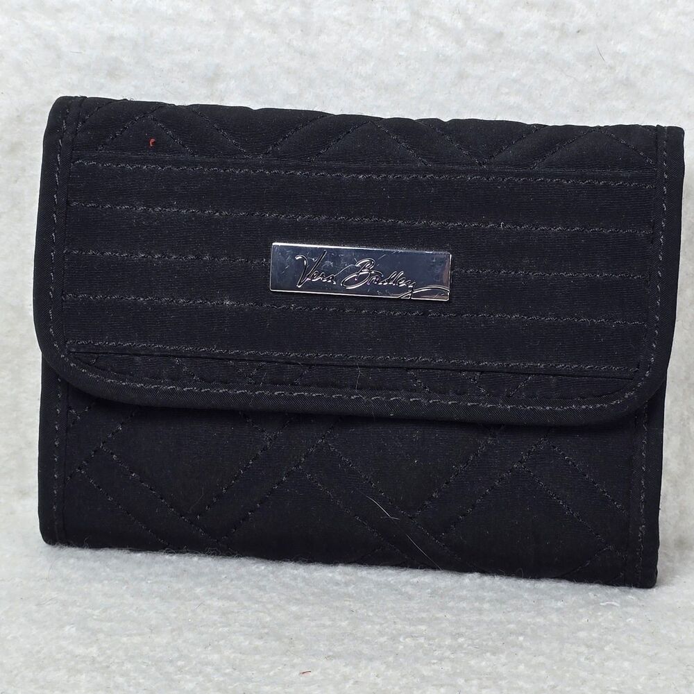 Vera Bradley Classic Black Trifold Euro Wallet RETIRED Pattern - Picture 1 of 10